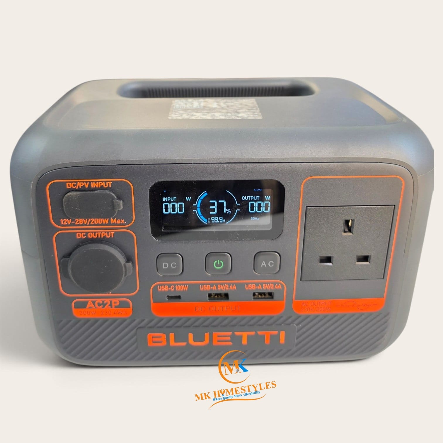 Bluetti AC2P Portable Power Station &ndash; 300W Solar Generator with 268Wh LiFePO₄ Battery