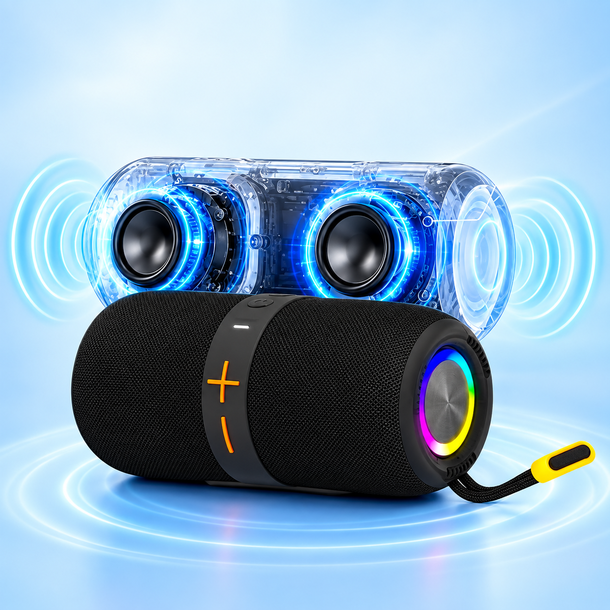 AirMars ABS21 Bluetooth Speaker &ndash; Portable Bluetooth Speaker with Rich Bass & RGB Party Lights