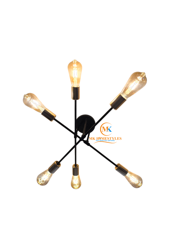 6-Arm Vintage Chandelier &ndash; Low Ceiling Antique Bulb Lighting