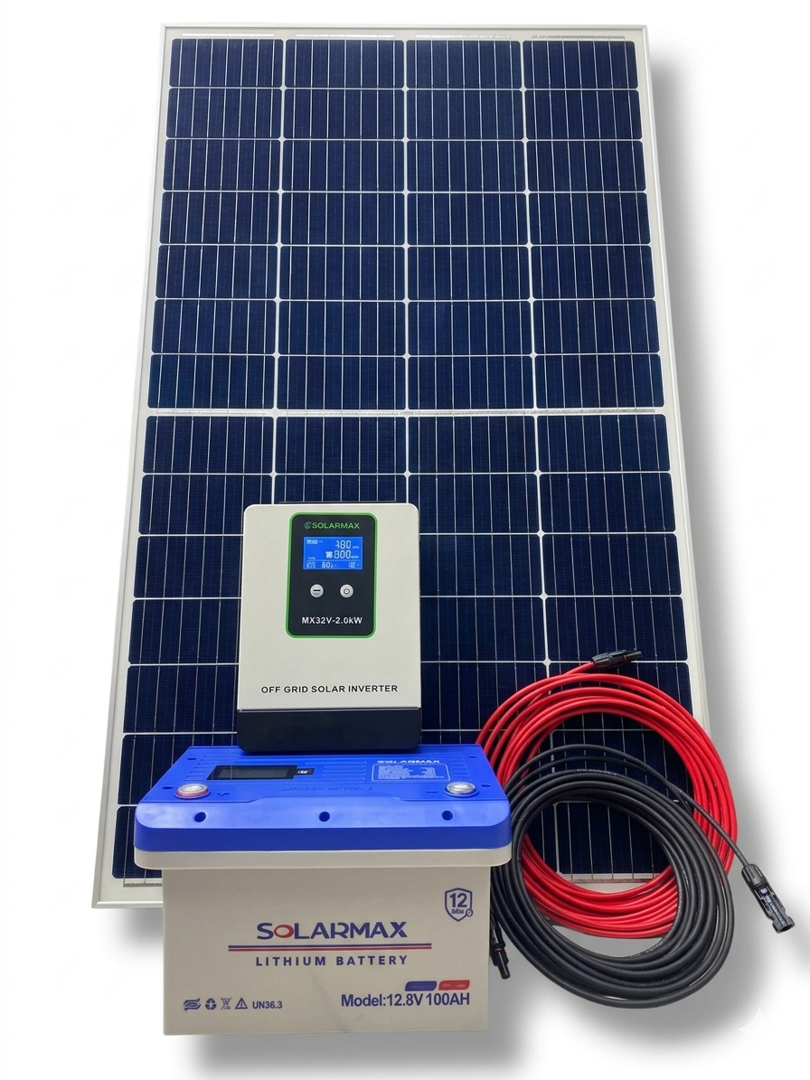 Solar Max 1KW Solar Package Kenya &ndash; Complete Home Solar System with Lithium Battery & Hybrid Inverter