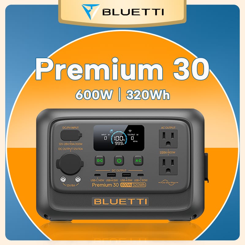 Bluetti Premium 30 V2 Portable Power Station 600W 320Wh &ndash; Smart Solar Home Backup System