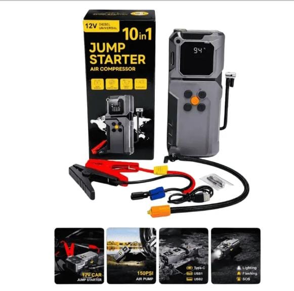 10-in-1 Car Jump Starter with Air Compressor | MK Homestyles