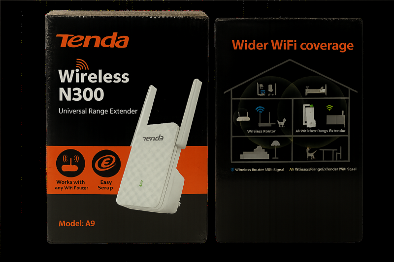 Tenda A9 N300 Wireless Range Extender &ndash; 300 Mbps, Dual 3dBi Antennas, Universal Signal Booster - Eliminate Dead Zones